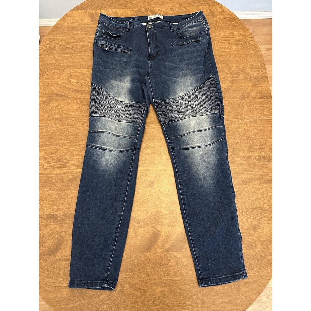 American Bazi Jeans Womens 1X Rodeo Ranch Stretch Denim Dark Wash With Fade